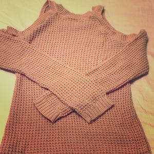 Pink Sweater. Shoulder Off